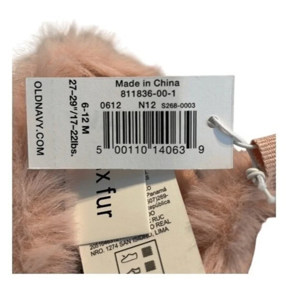 Old Navy Faux-Fur Booties‎ Baby Pink Pull-On Plush Soft Flexible 6 to 9 months